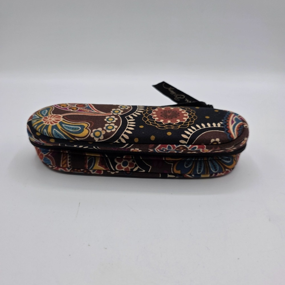 Vera Bradley Hard Eyeglass Case Paisley Pattern Zipper Closure Designer Luxury